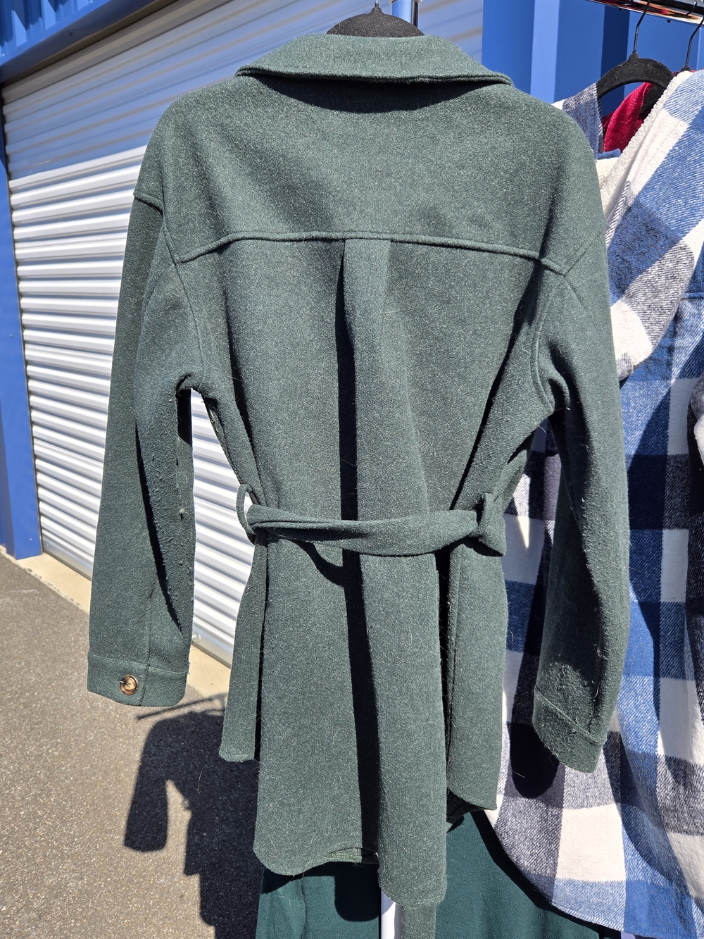 Belted Forest Green Trench Coat Jacket - Picture 4 of 10
